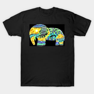 mexican golden totonac elephant in ecopop pattern arts T-Shirt